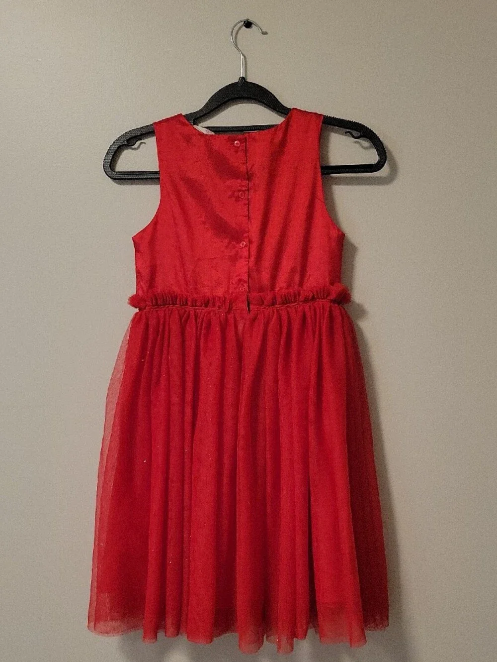 H&M Red Sleeveless Tulle Party Dress with Floral Accent